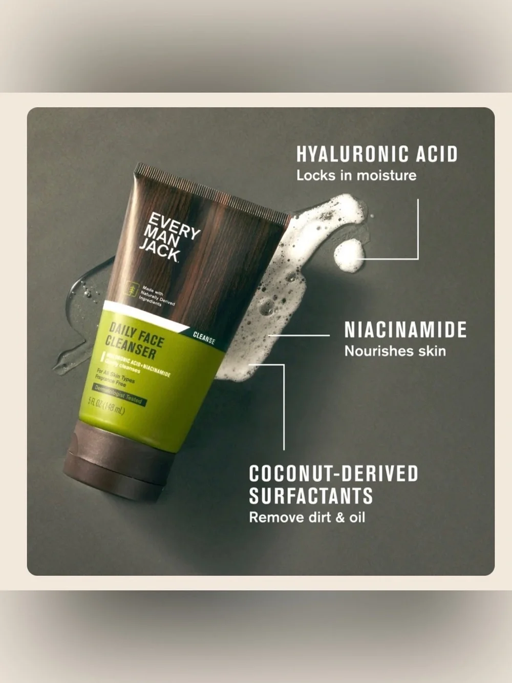 Every Man Jack Daily Face Cleanser For Men Unscented- Size 5 oz.